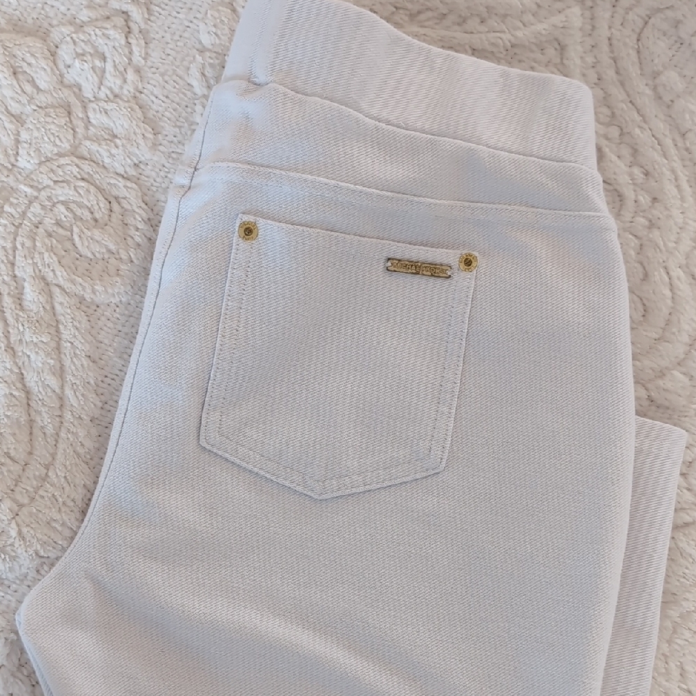 Chic White Joggers with Gold Details